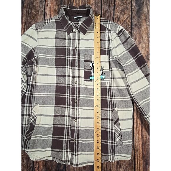 Monet Skateboards Heavy Flannel Button Up Shirt Jacket Shacket Dog Logo Men's S - Picture 3 of 13